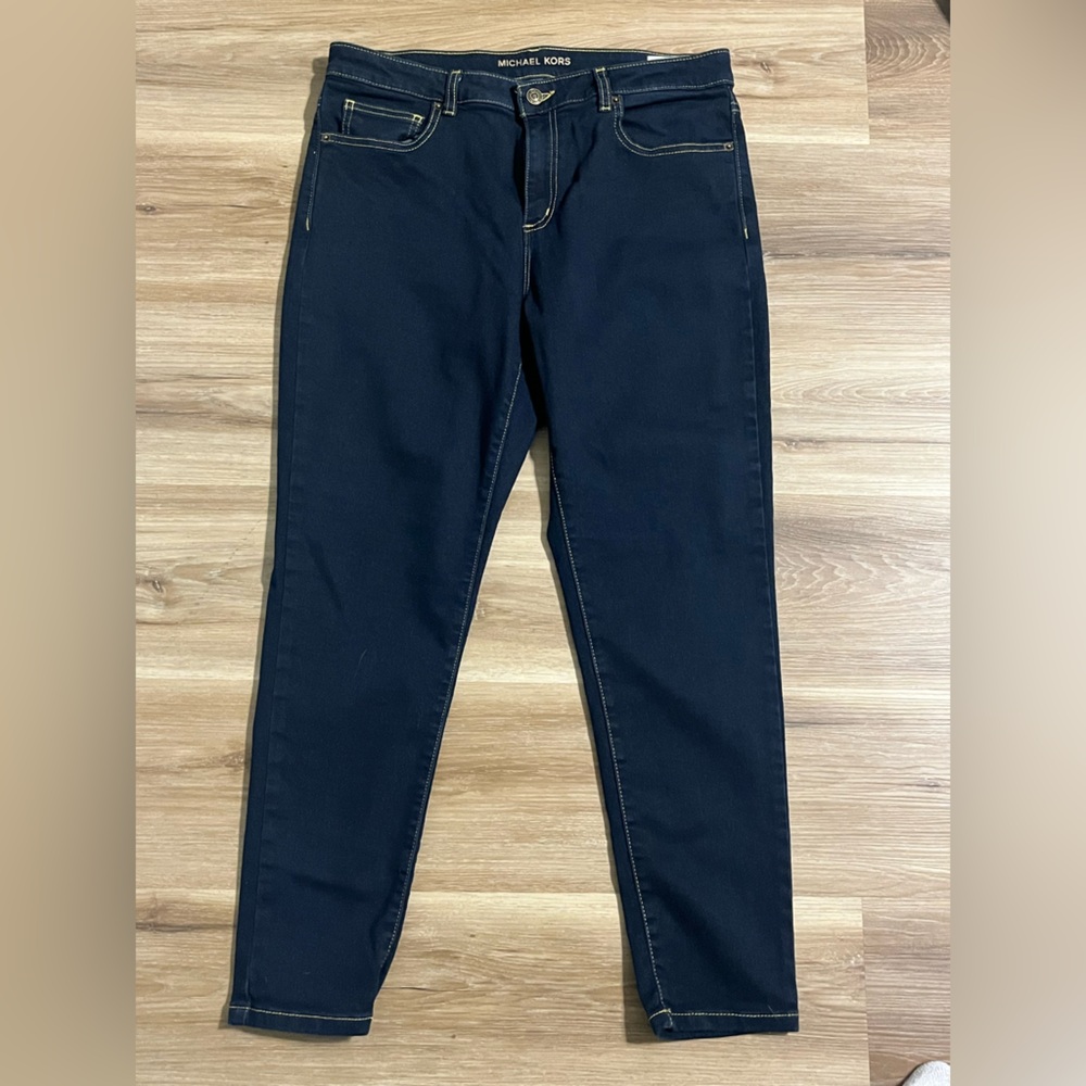 Michael Kors dark blue stretch skinny jeans 12‎
